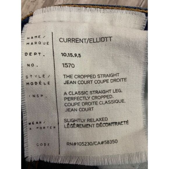 Current/Elliott Cropped Straight Leg Jeans Raw Hem Mid Rise Women’s Sz 27 Waist - Picture 6 of 8